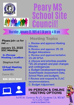 Please join our first SSC Meeting of January 2025!